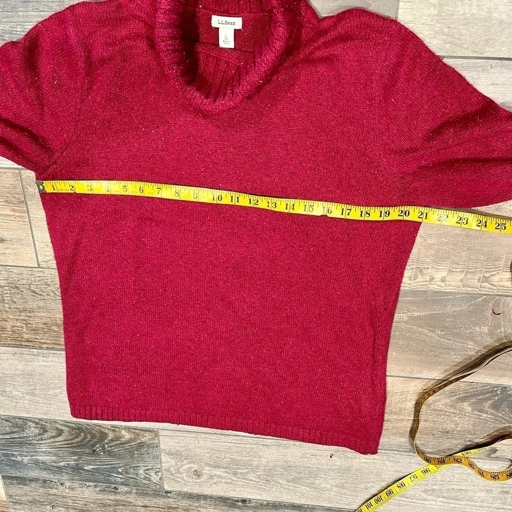 LL Bean Womens vintage Sz L Thick Chunky Speckled Red Knit Turtleneck Sweater